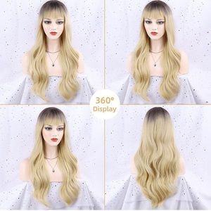 Long Blond Ombré Wig with wig caps